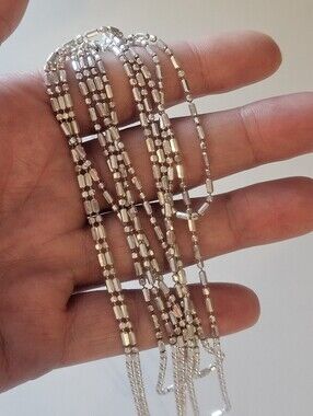 Stunning 100" Milor Italian Sterling Silver Faceted Bar Ball Chain Necklace 34g